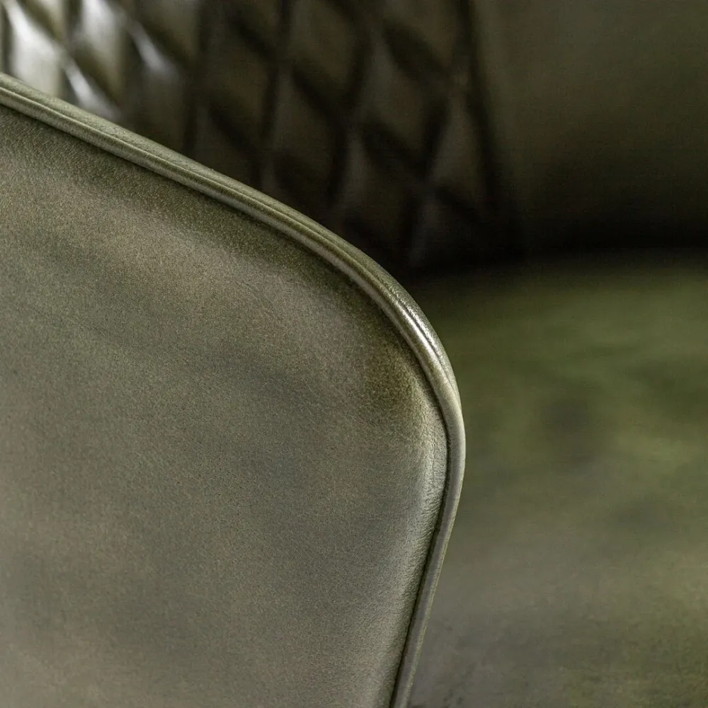 Sedia elegante pelle verde oro