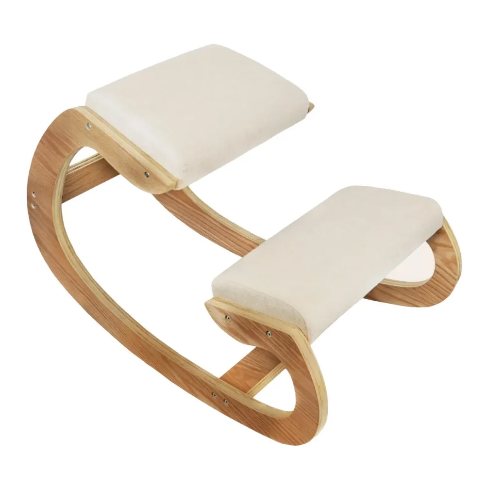 Sedia Ergonomica con Inginocchiatoio 55x85x54 cm Legno con Accessori Beige