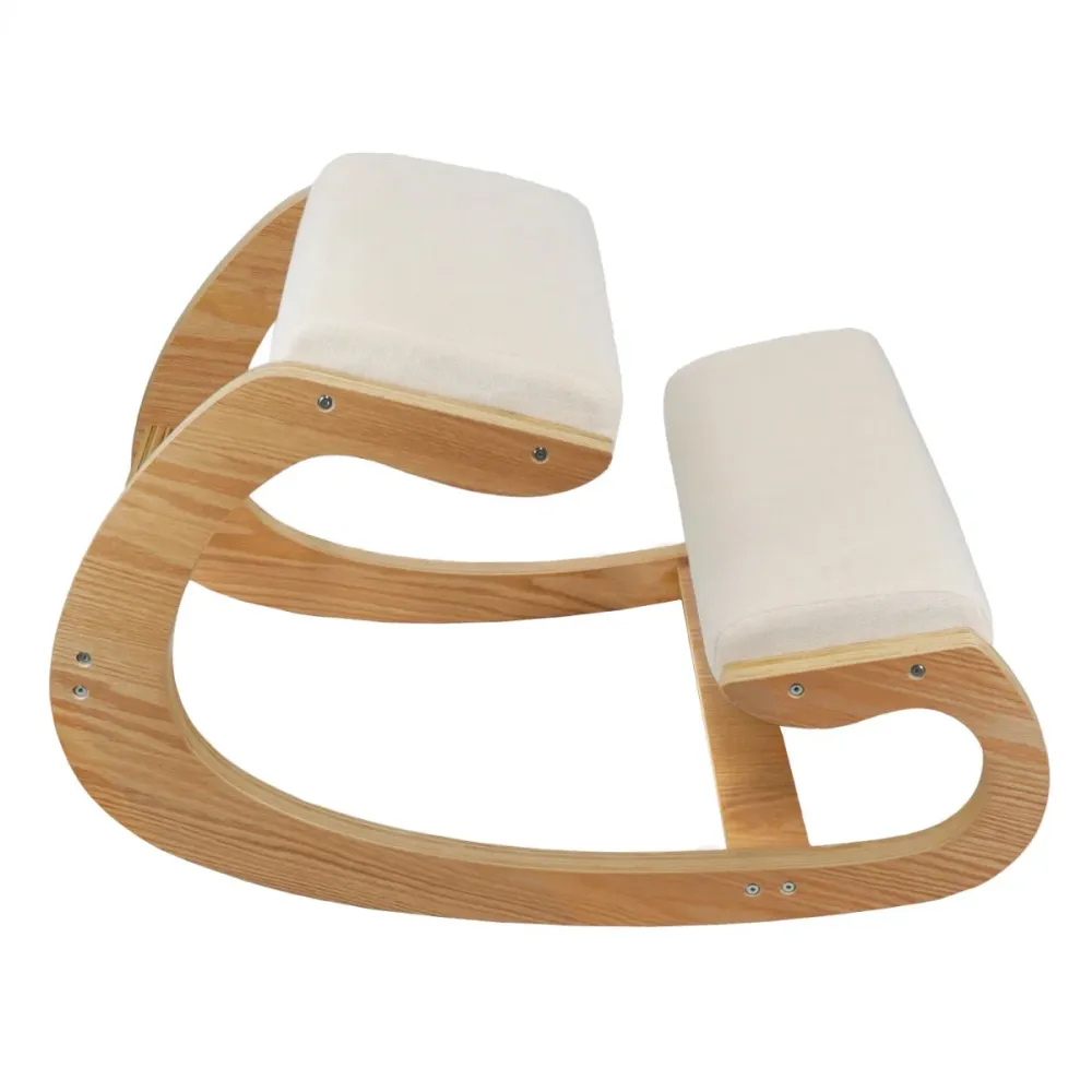 Sedia Ergonomica con Inginocchiatoio 55x85x54 cm Legno con Accessori Beige