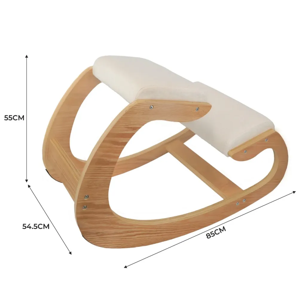 Sedia Ergonomica con Inginocchiatoio 55x85x54 cm Legno con Accessori Beige