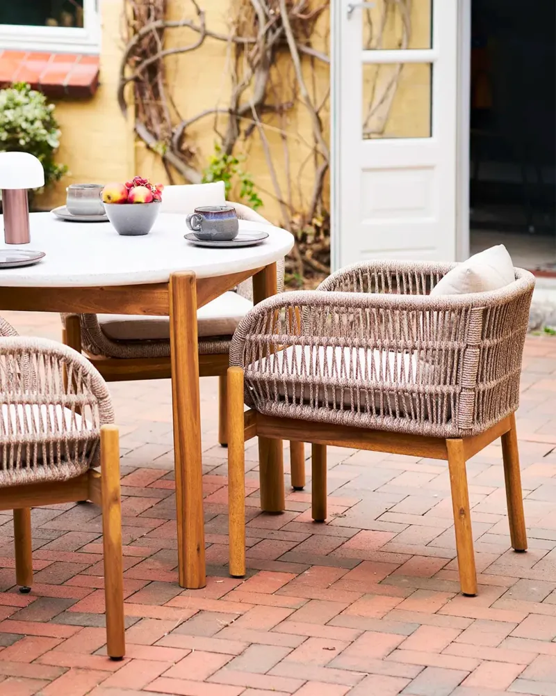 Sedia da esterno acacia e corda intrecciata Colette