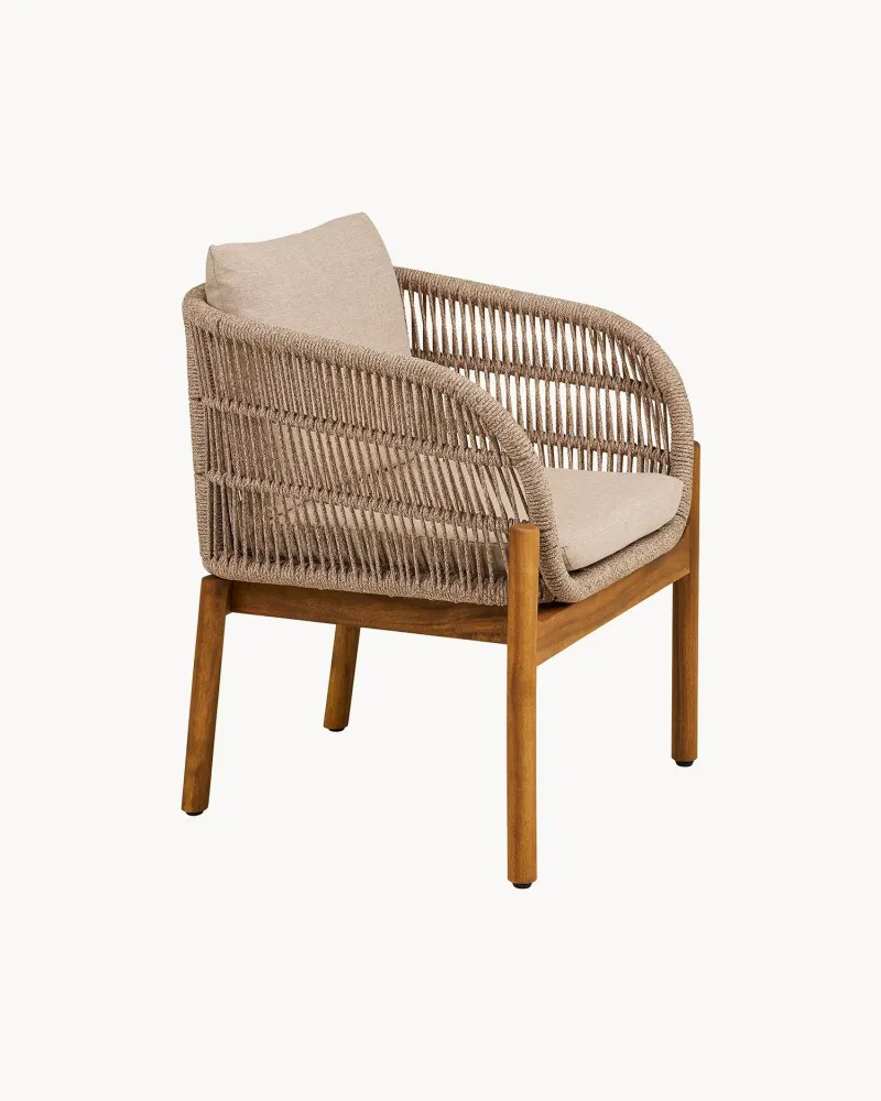 Sedia da esterno acacia e corda intrecciata Colette