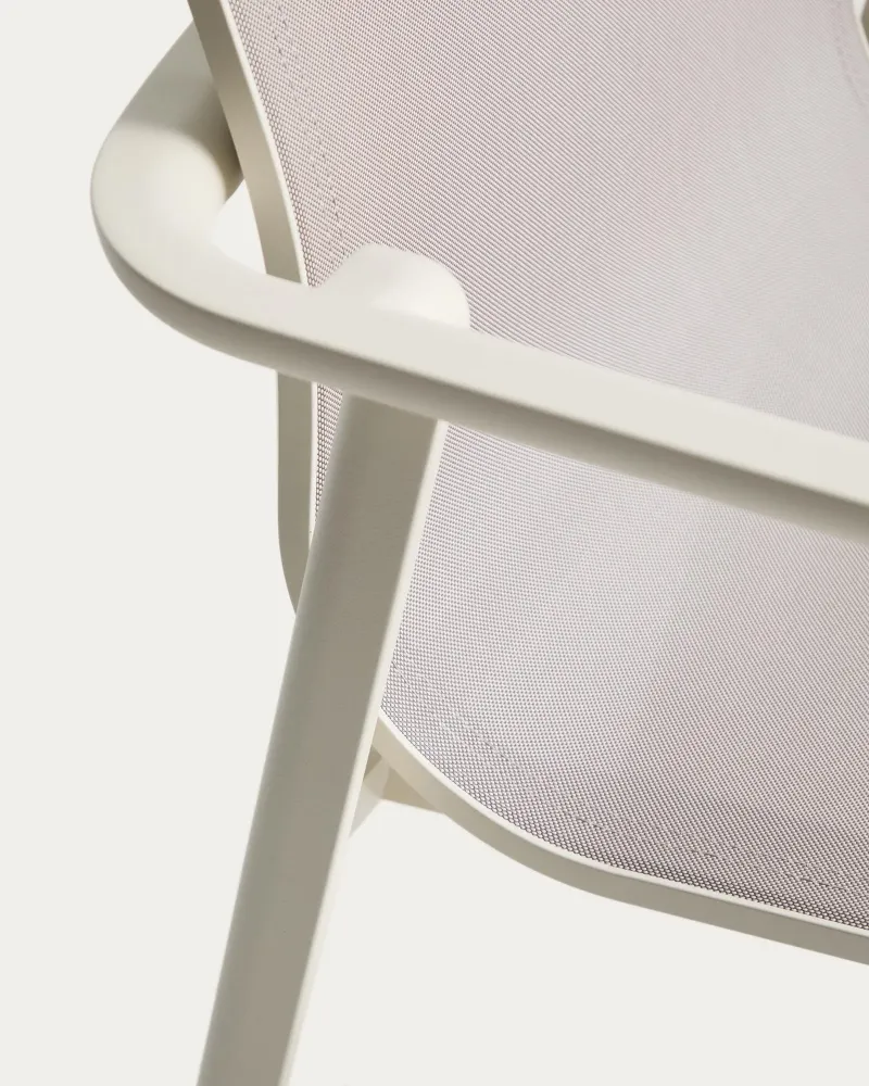 Sedia da esterno impilabile Canea realizzata Textline beige e alluminio ecru