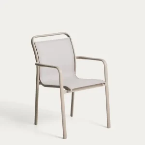Sedia da esterno impilabile Luri alluminio nei colori textline tortora e beige