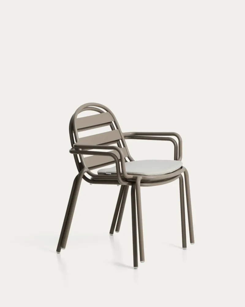 Sedia da esterno Joncols realizzata alluminio con verniciatura tortora
