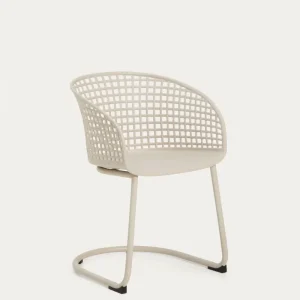 Sedia da esterno Tenaro plastica con struttura acciaio beige