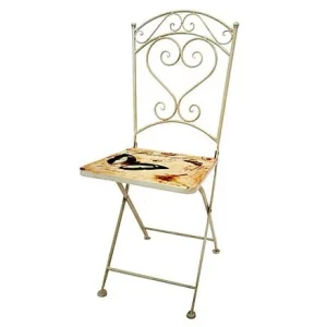 Sedia ferro bianca anticata per giardino cm 36x36x95h