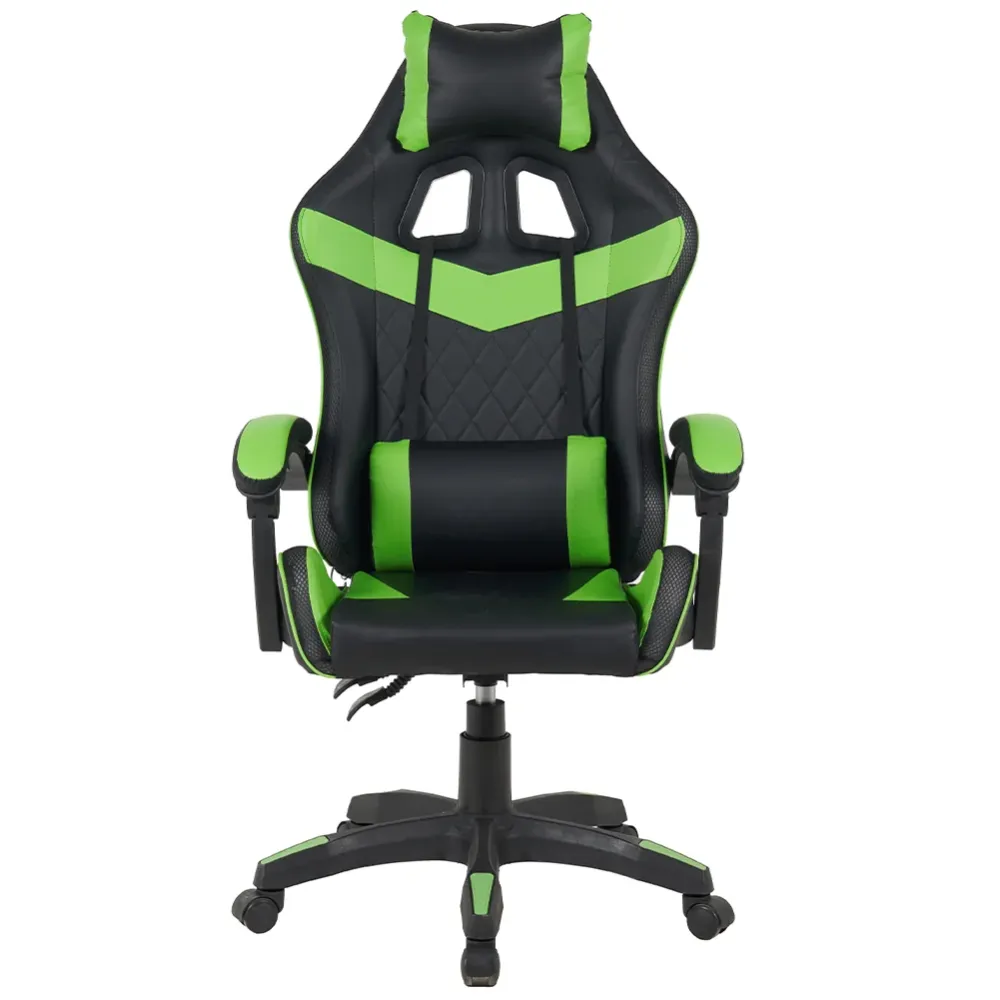Sedia da Gaming con Led RGB Altezza Regolabile 106-116 cm Pelle PU Verde e Nero