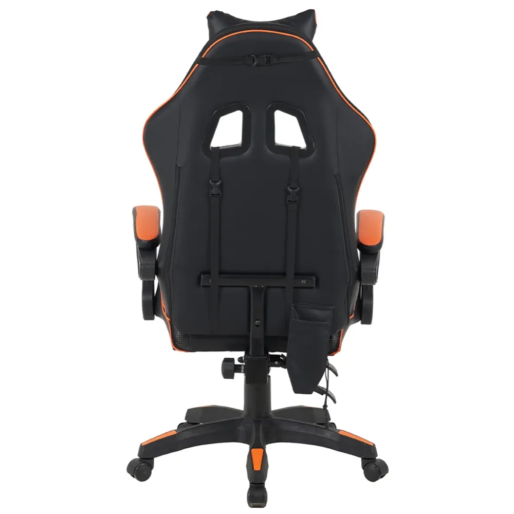 Sedia da Gaming con Led RGB Altezza Regolabile 106-116 cm Pelle PU Arancione e Nero