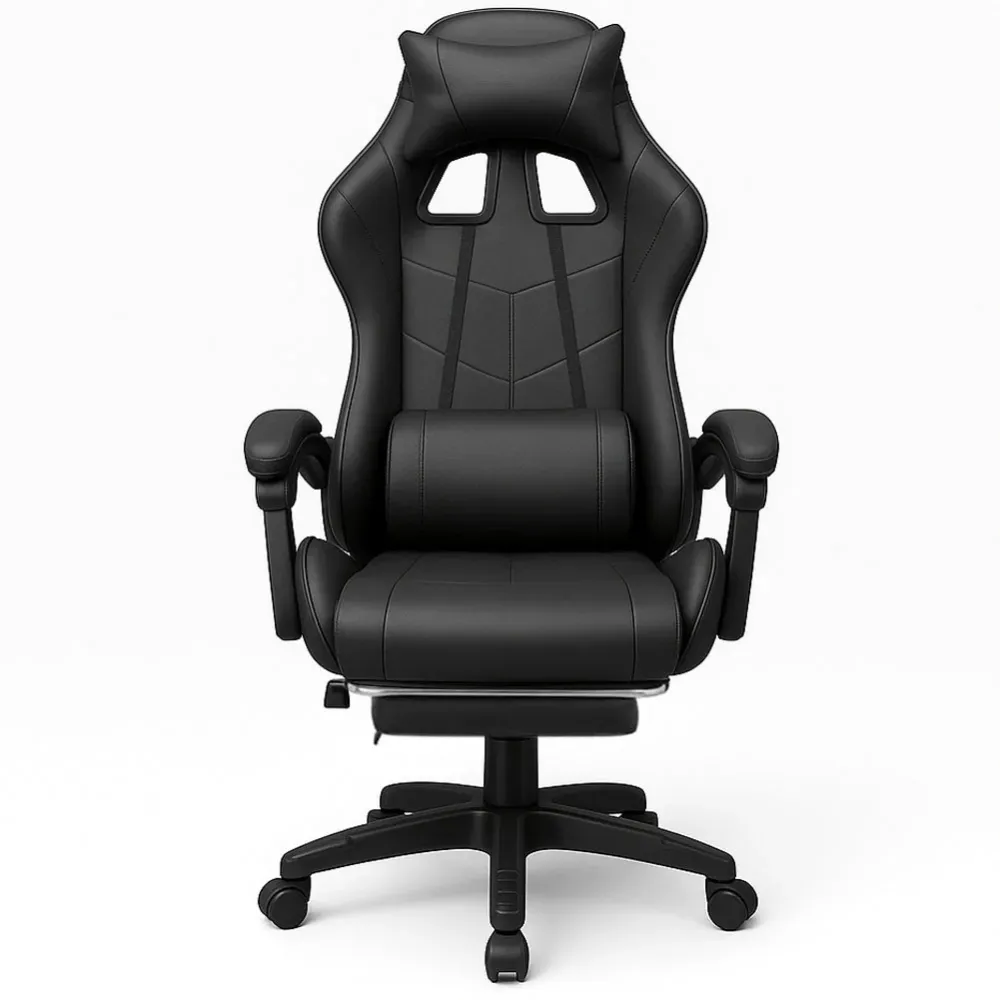 Sedia da Gaming Ecopelle Nero Seduta Reclinabile da Scrivania Ufficio Cameretta