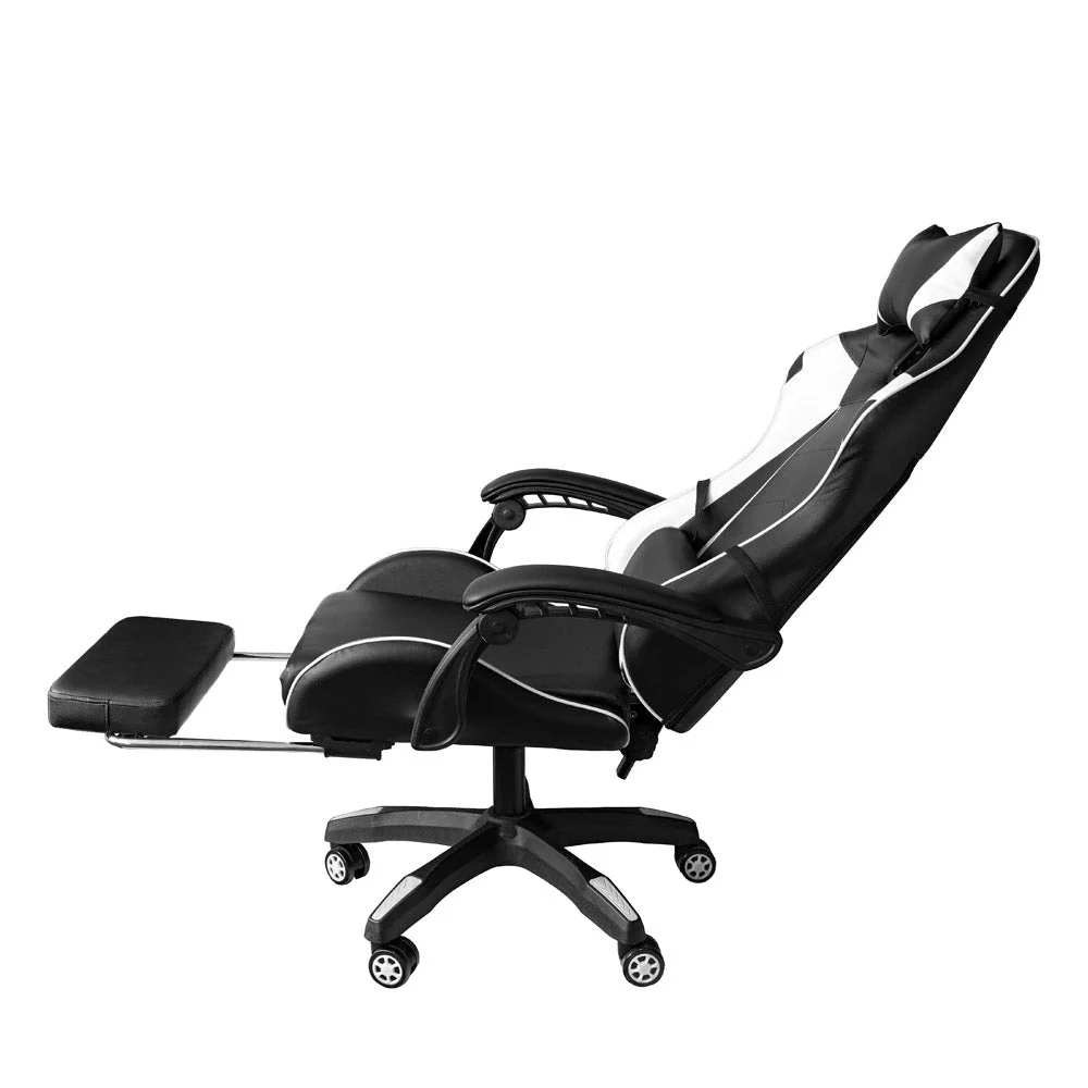 Sedia da Gaming Ergonomica 64x53x122-133 cm con Poggiapiedi Similpelle Bianco