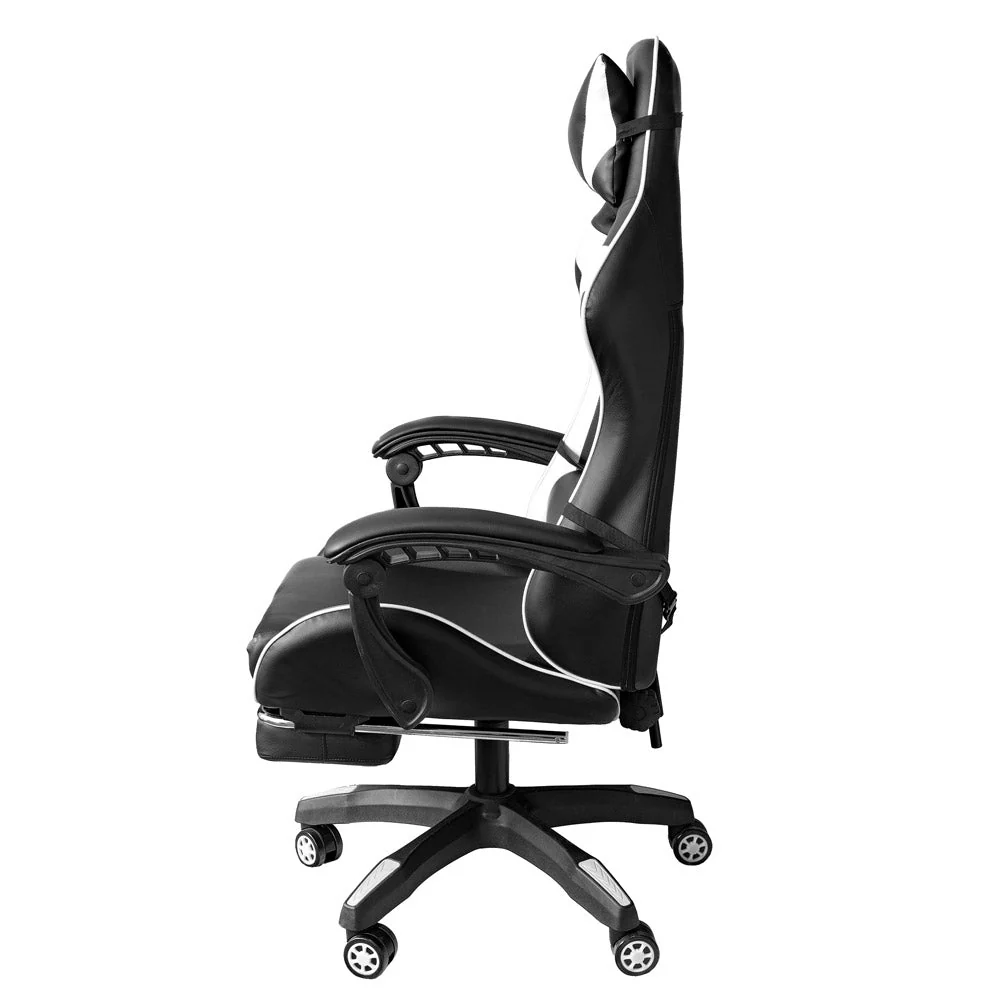 Sedia da Gaming Ergonomica 64x53x122-133 cm con Poggiapiedi Similpelle Bianco