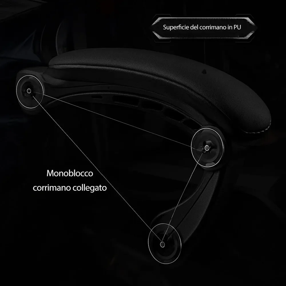Sedia Gaming Ergonomica Reclinabile 125° Poggiatesta e Cuscino Lombare Nero