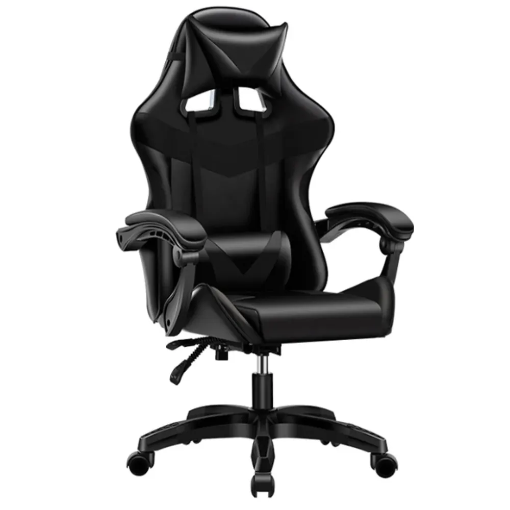 Sedia Gaming Ergonomica Reclinabile 125° Poggiatesta e Cuscino Lombare Nero
