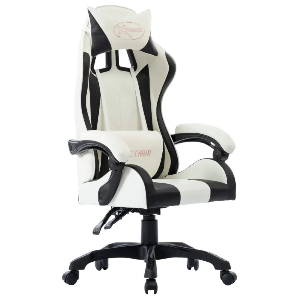 Sedia Gaming Ergonomica Regolabile con Braccioli Nera e Bianca Similpelle