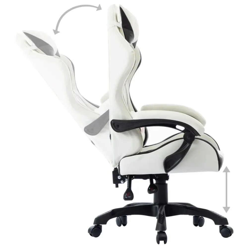 Sedia Gaming Ergonomica Regolabile con Braccioli Nera e Bianca Similpelle
