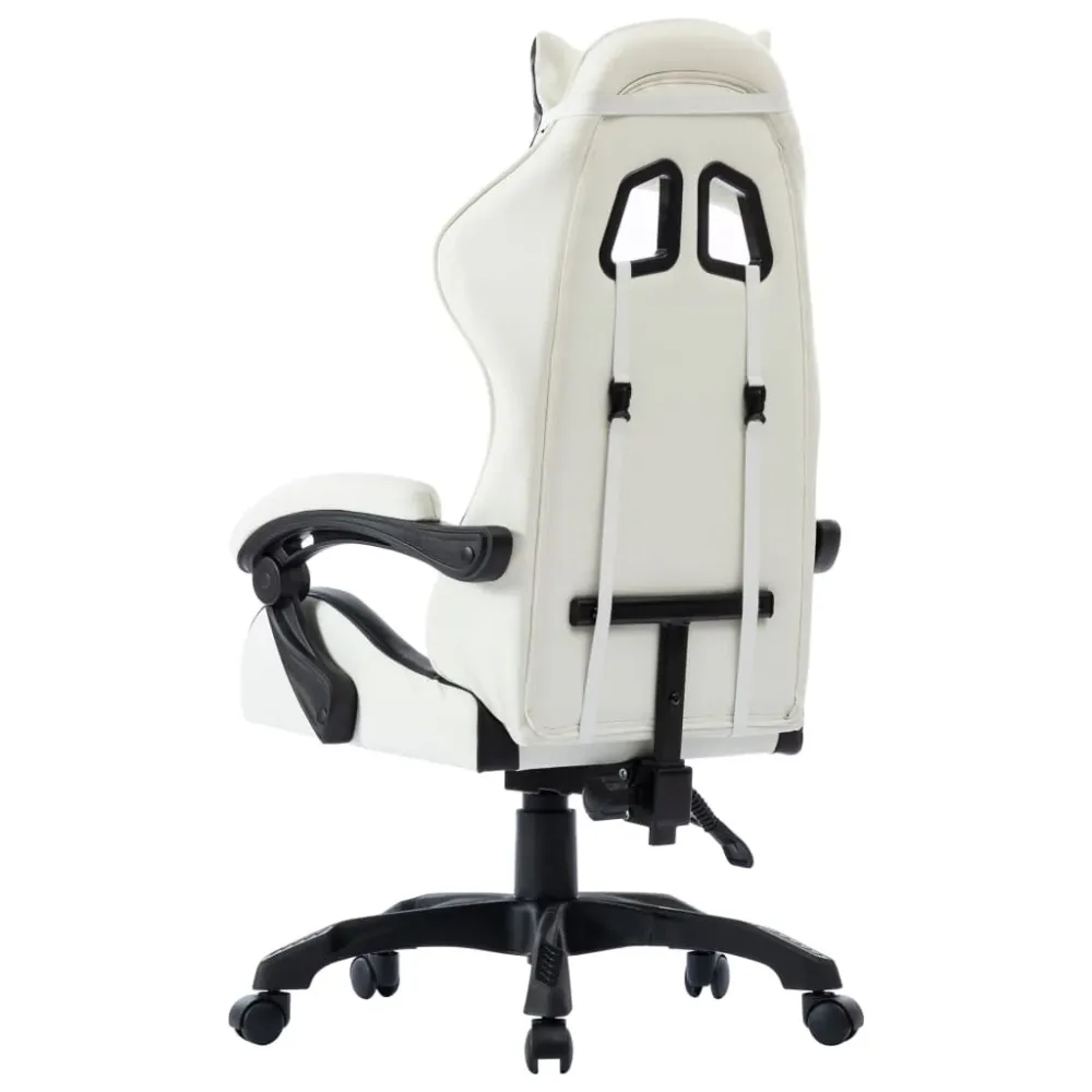 Sedia Gaming Ergonomica Regolabile con Braccioli Nera e Bianca Similpelle