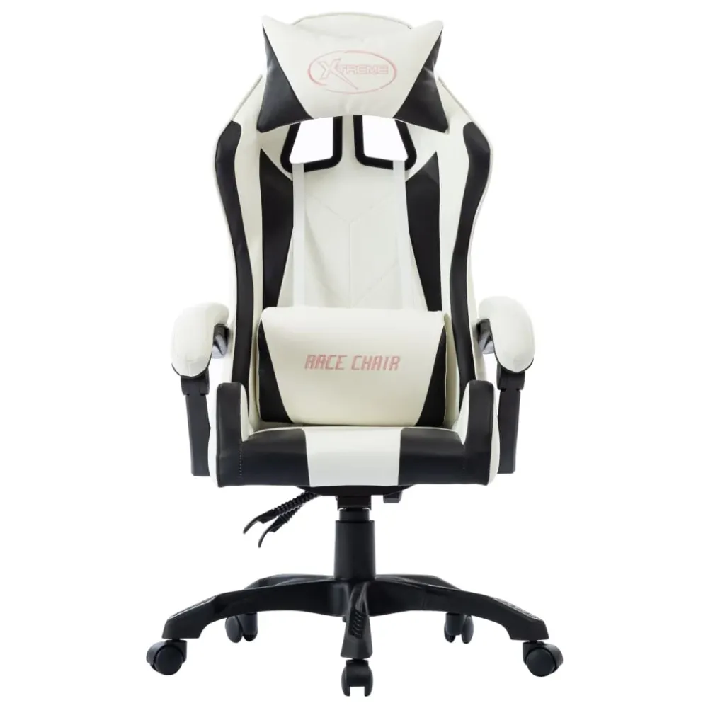 Sedia Gaming Ergonomica Regolabile con Braccioli Nera e Bianca Similpelle