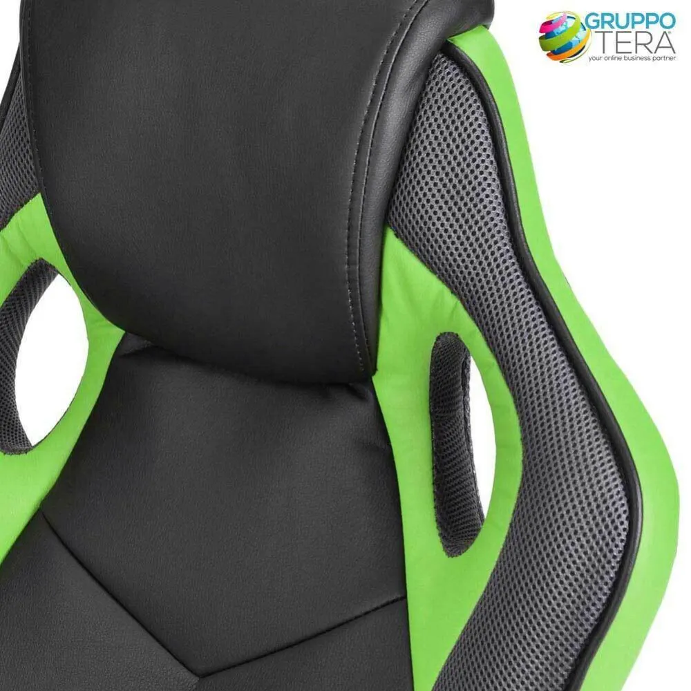 Sedia Gaming Poltrona da Ufficio Direzionale Ruote Girevoli Sportiva Racer Verde