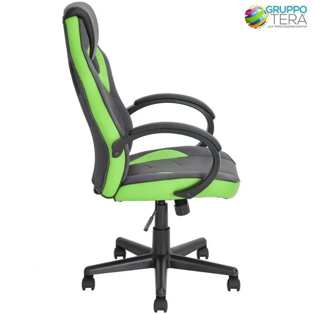 Sedia Gaming Poltrona da Ufficio Direzionale Ruote Girevoli Sportiva Racer Verde