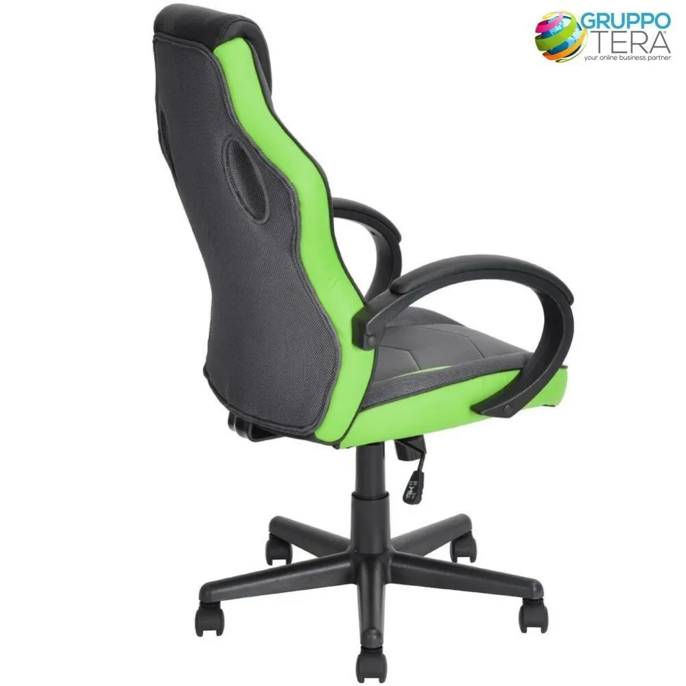 Sedia Gaming Poltrona da Ufficio Direzionale Ruote Girevoli Sportiva Racer Verde