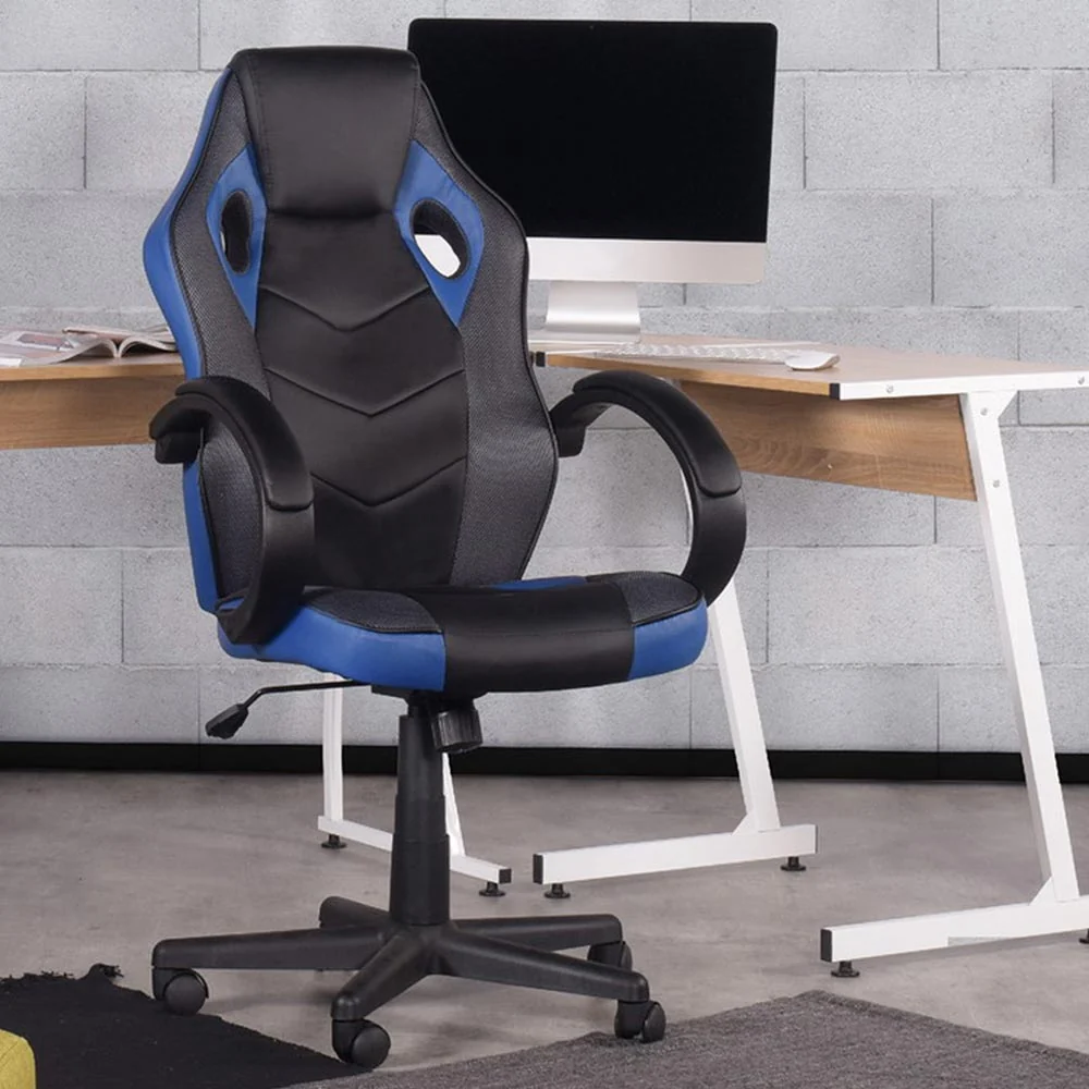 Sedia Gaming Poltrona da Ufficio Direzionale Ruote Girevoli Sportiva Racer Blu