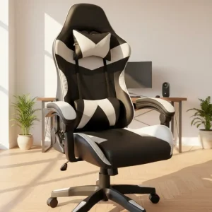 Sedia Gaming Reclinabile Bianca e Nera - Max 130kg