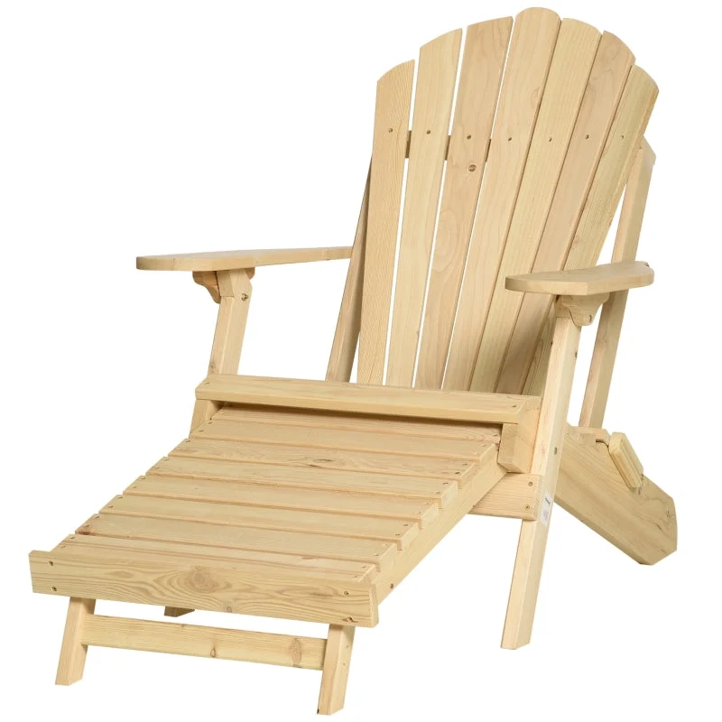Sedia da giardino Adirondack con poggiapiedi, lettino da giardino pieghevole, mobili da giardino per esterni, legno di pin...