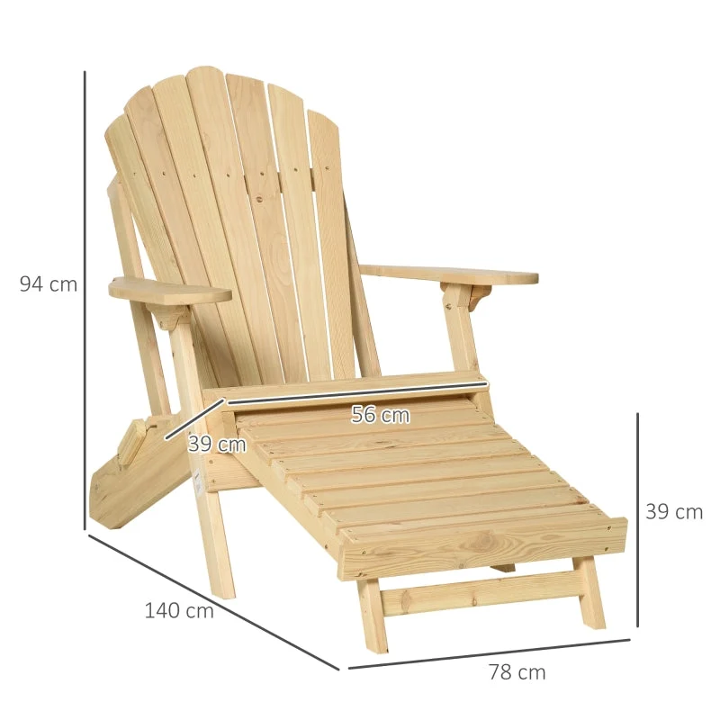 Sedia da giardino Adirondack con poggiapiedi, lettino da giardino pieghevole, mobili da giardino per esterni, legno di pin...