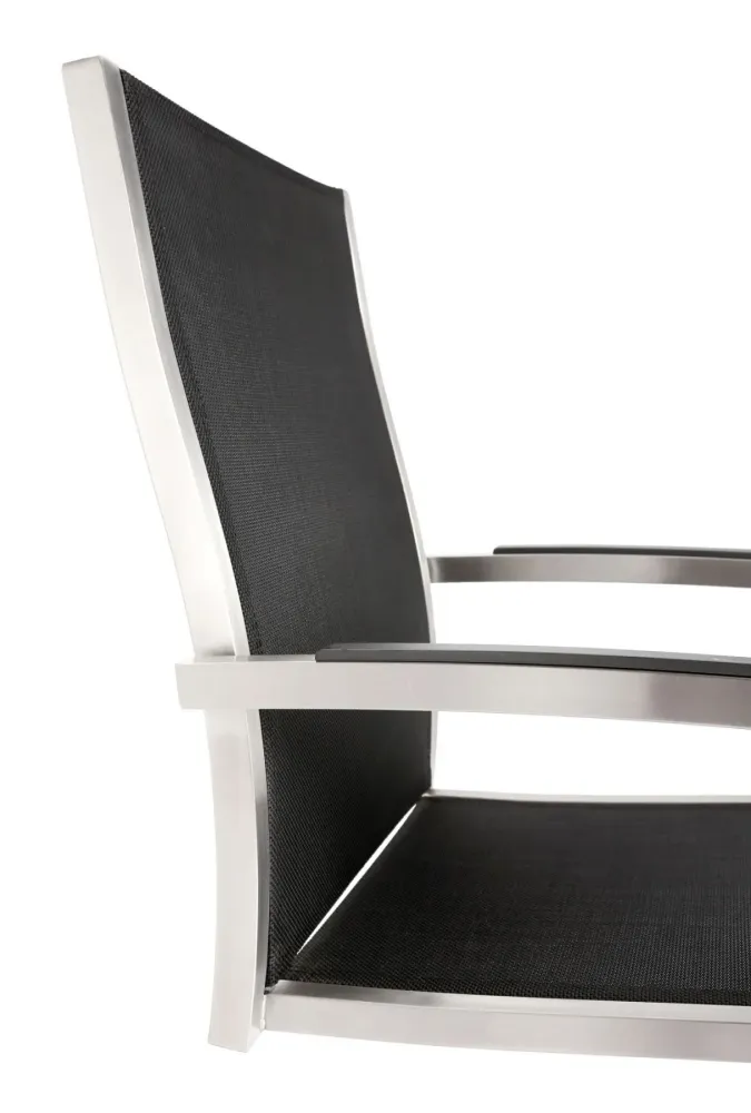 Sedia da giardino impilabile cantilever per esterni Marbella - acciaio inossidabile ed Ergotex - acciaio inossidabile/nero