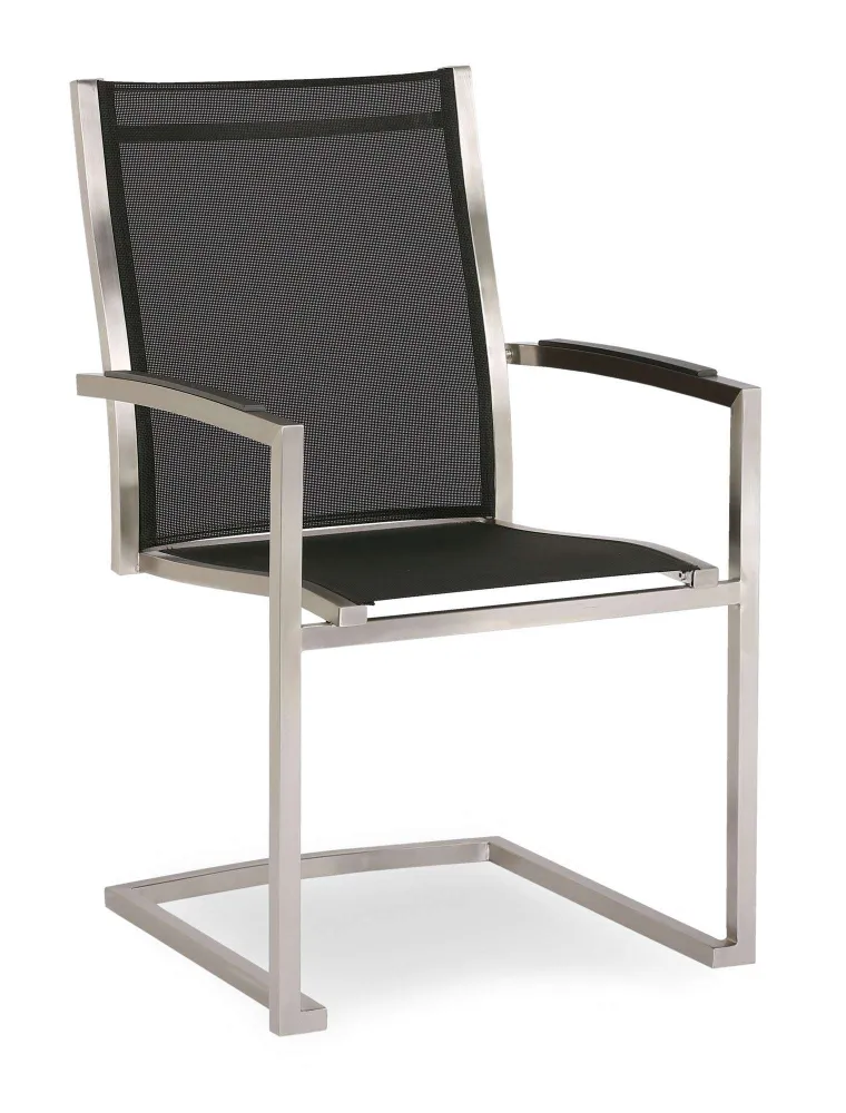 Sedia da giardino impilabile cantilever per esterni Marbella - acciaio inossidabile ed Ergotex - acciaio inossidabile/nero