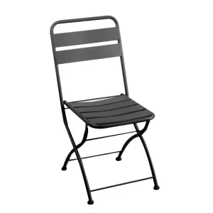 sedia da giardino pieghevole metallo, grigio antracite, moderna con verniciatura polvere - l.44cm w.53cm h.86cm - Vacchetti