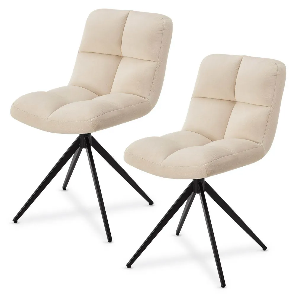 Sedia girevole Dallas, set da 2, velluto beige