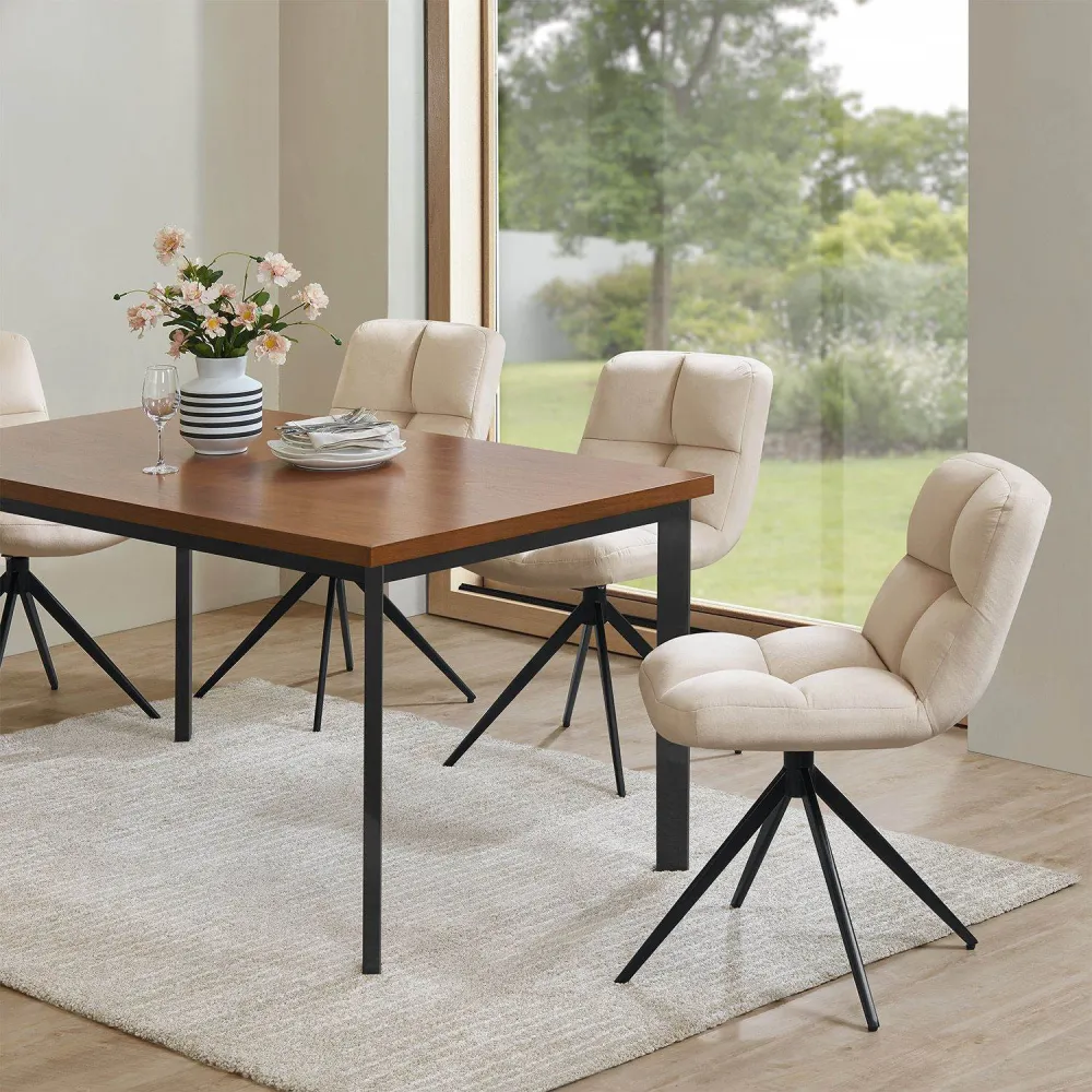 Sedia girevole Dallas, set da 2, velluto beige