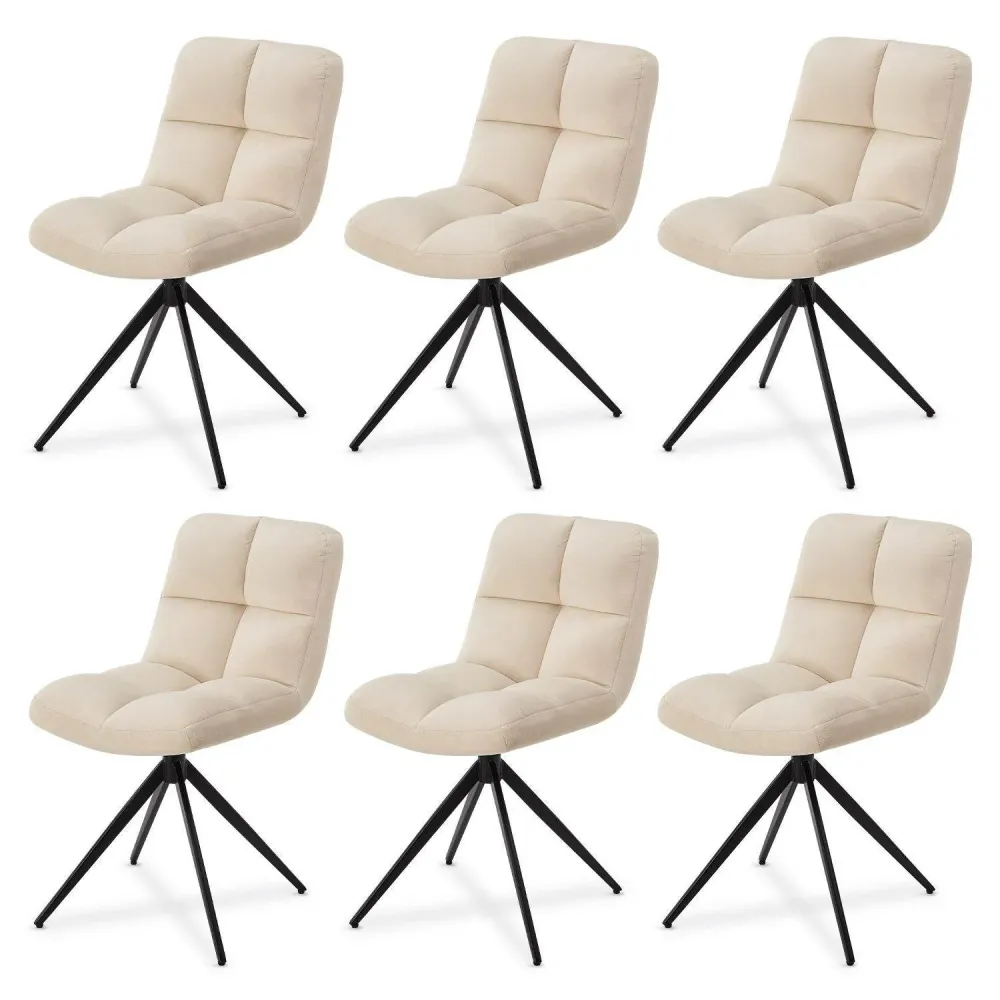 Sedia girevole Dallas, set da 6, velluto beige