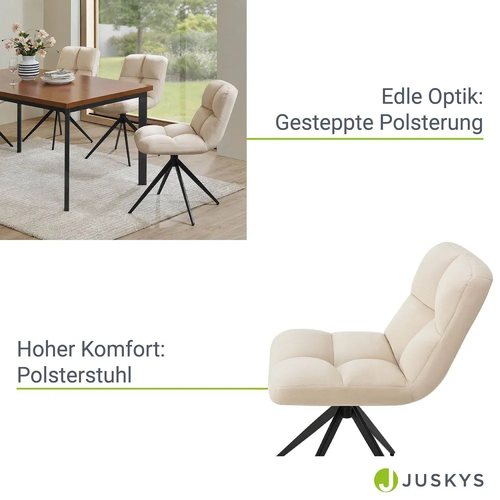 Sedia girevole Dallas, set da 6, velluto beige