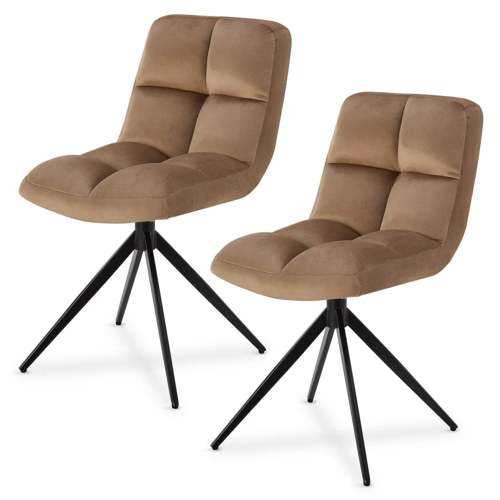 Sedia girevole Dallas, set da 2, velluto marrone chiaro