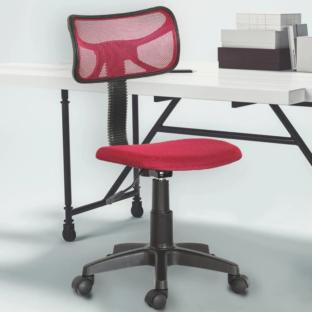 Sedia Girevole 5 Ruote per Ufficio Cameretta con Schienale Ergonomico Tessuto Rete Rosso