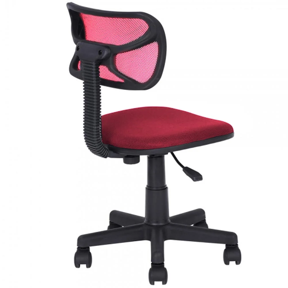 Sedia Girevole 5 Ruote per Ufficio Cameretta con Schienale Ergonomico Tessuto Rete Rosso