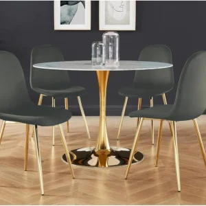 Sedia Grigia Gambe oro Velluto Morbido 4pz Versatile Design Moderno Ergonomica
