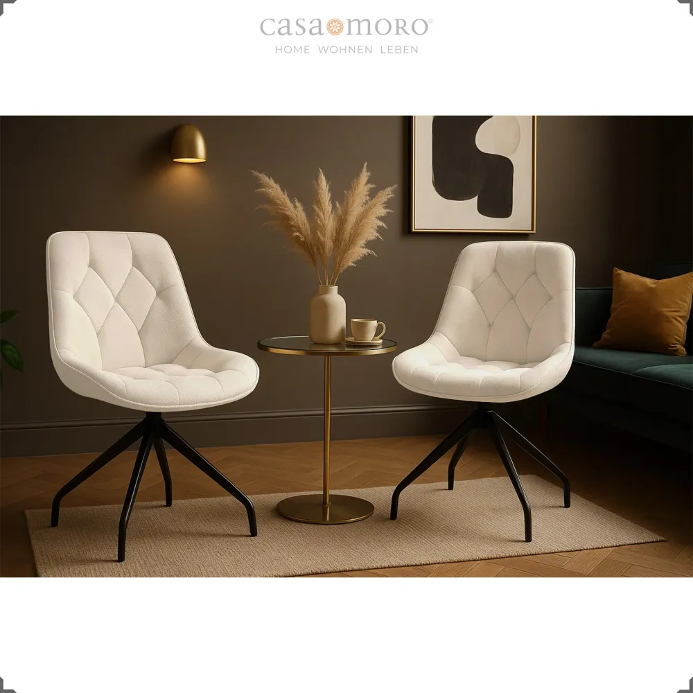 Sedia imbottita girevole 360° – beige