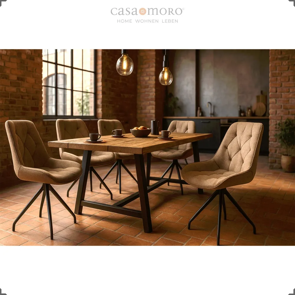 Sedia imbottita girevole 360° – marrone
