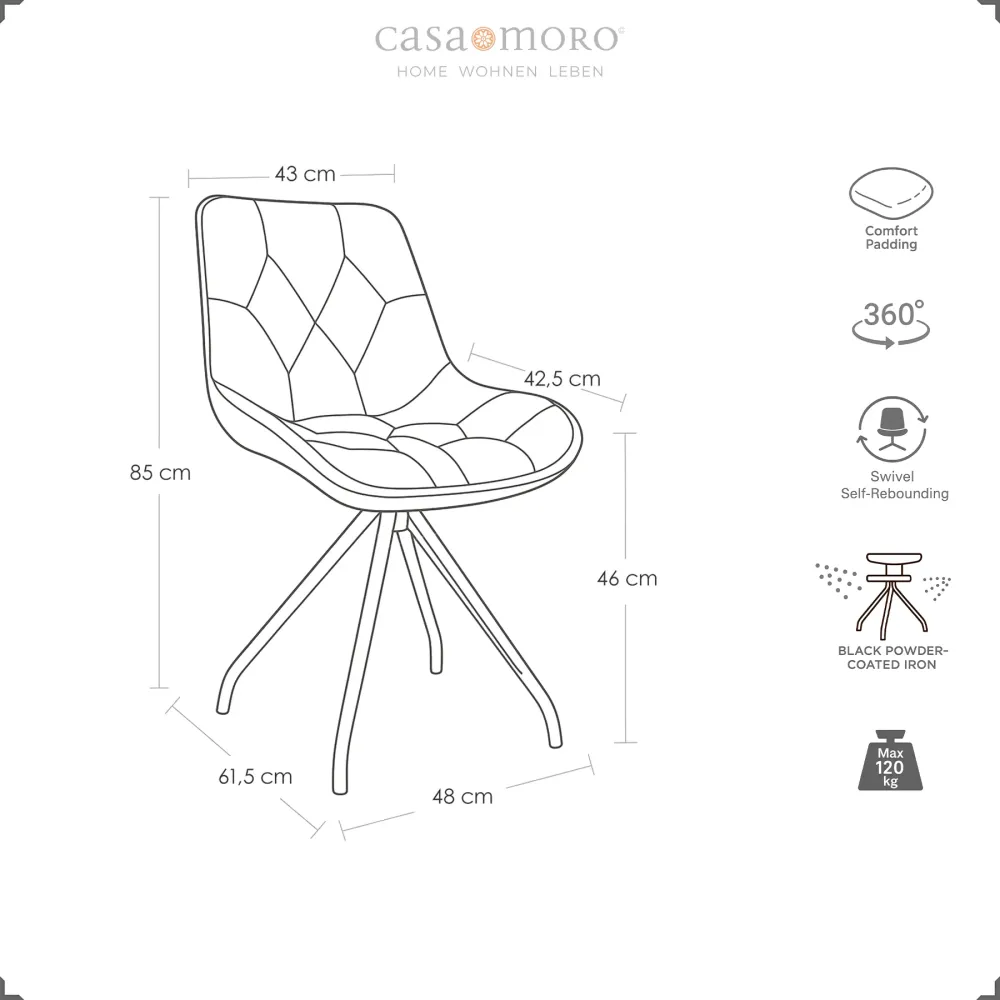 Sedia imbottita girevole 360° – marrone