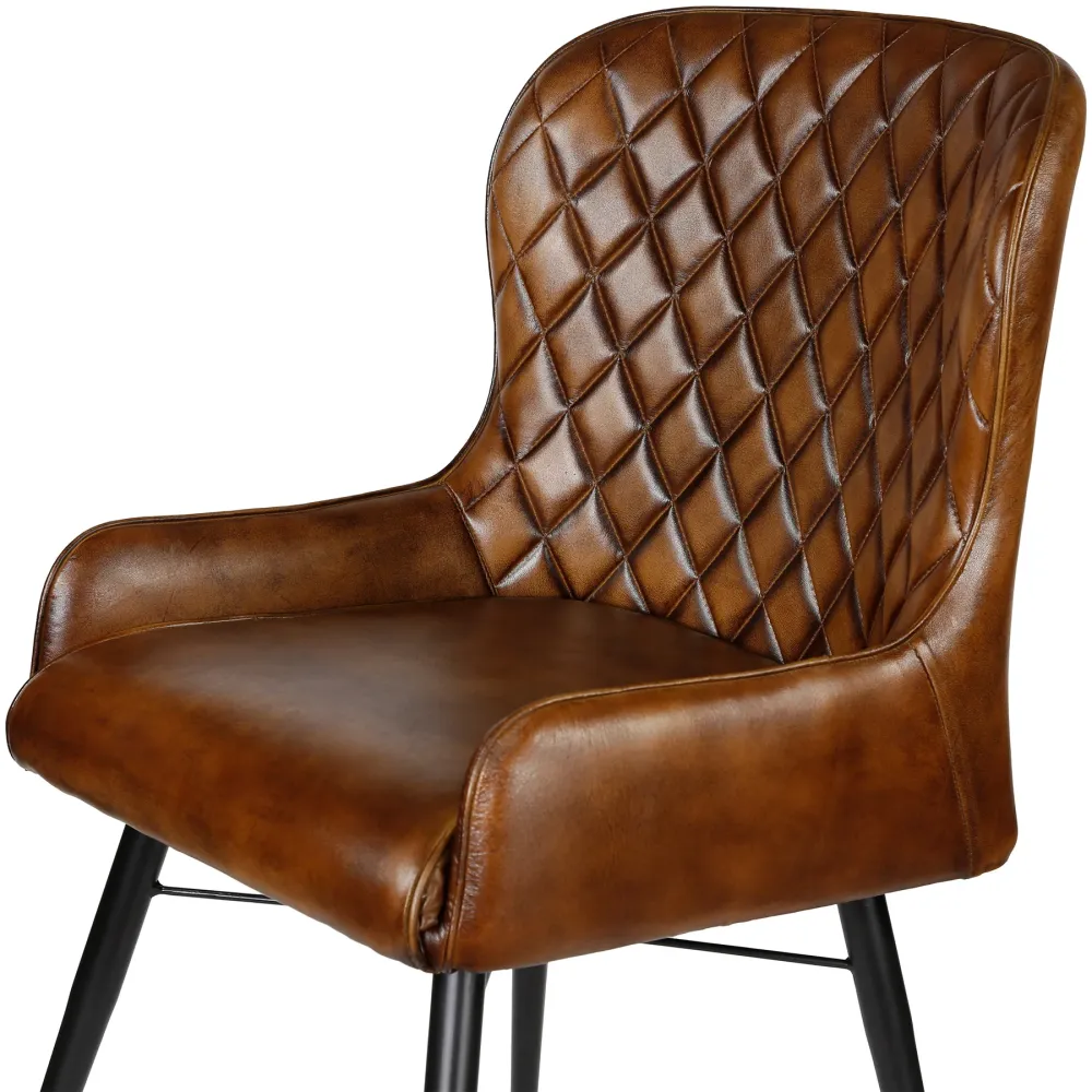 Sedia imbottita pelle - marrone antico