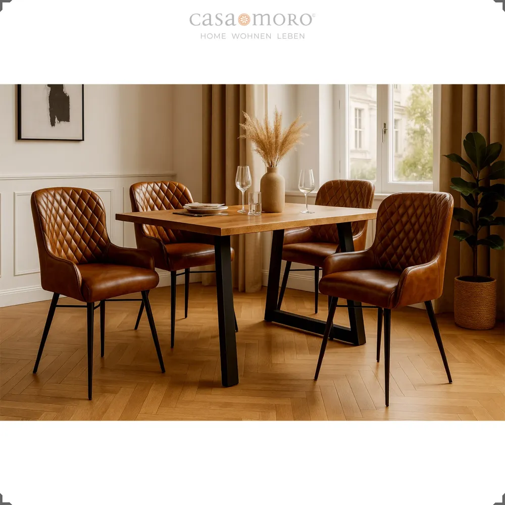 Sedia imbottita pelle - marrone antico