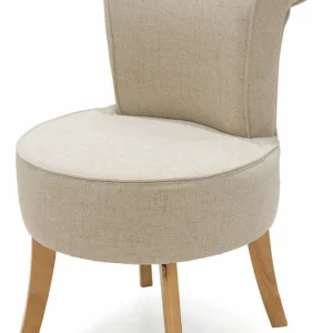 Sedia Imbottita Tessuto Gambe Legno Soriani Ecrù
