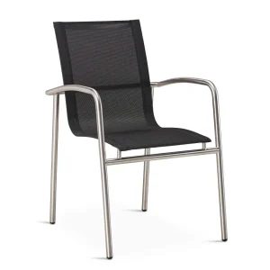 Sedia impilabile da giardino per esterni Khartoum - Ergotex resistente alle intemperie e realizzata elegante acciaio inoss...
