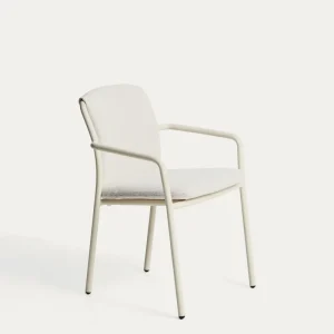 Sedia impilabile Linosa alluminio colore naturale con cuscino beige