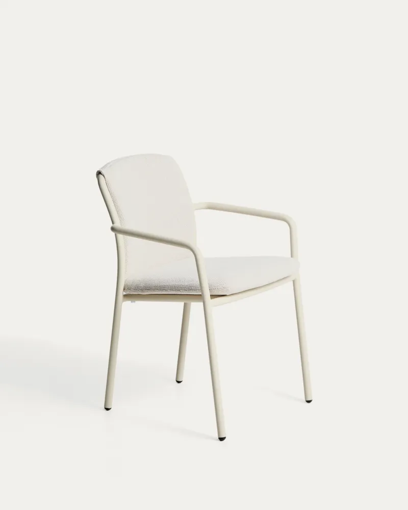 Sedia impilabile Linosa alluminio colore naturale con cuscino beige