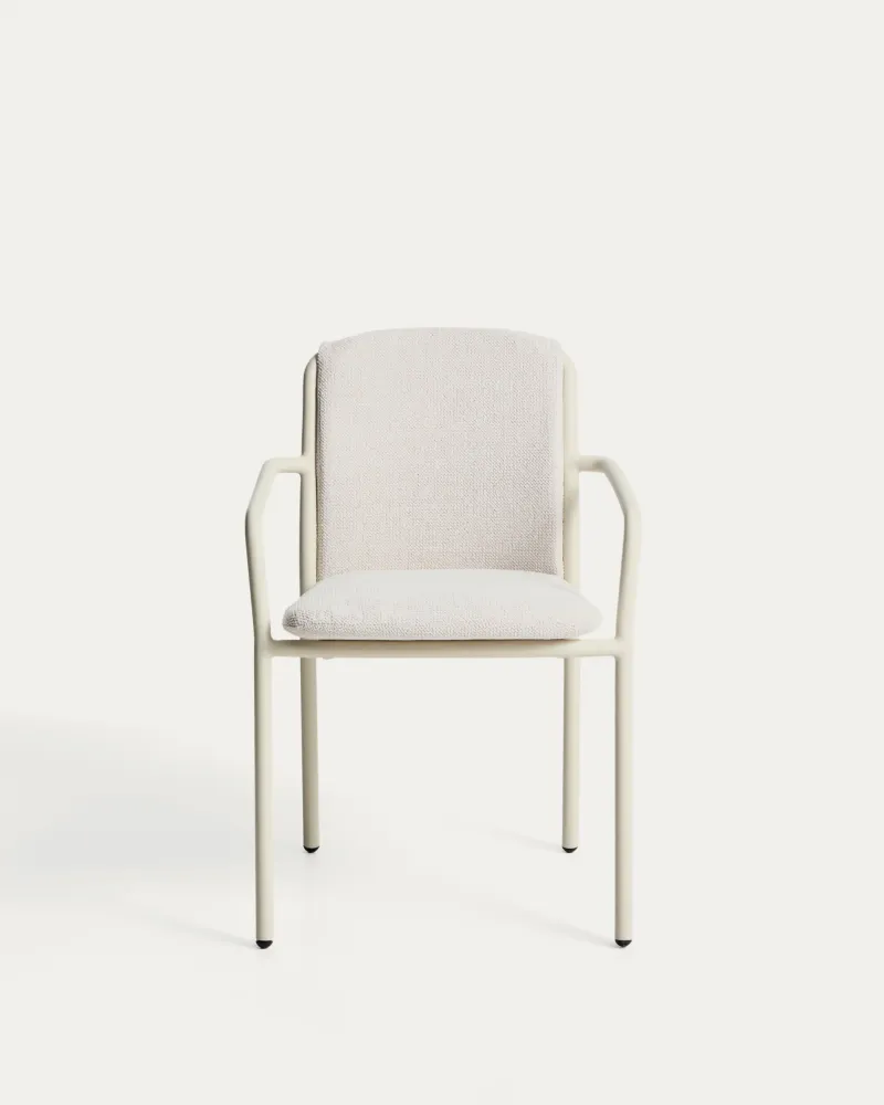 Sedia impilabile Linosa alluminio colore naturale con cuscino beige